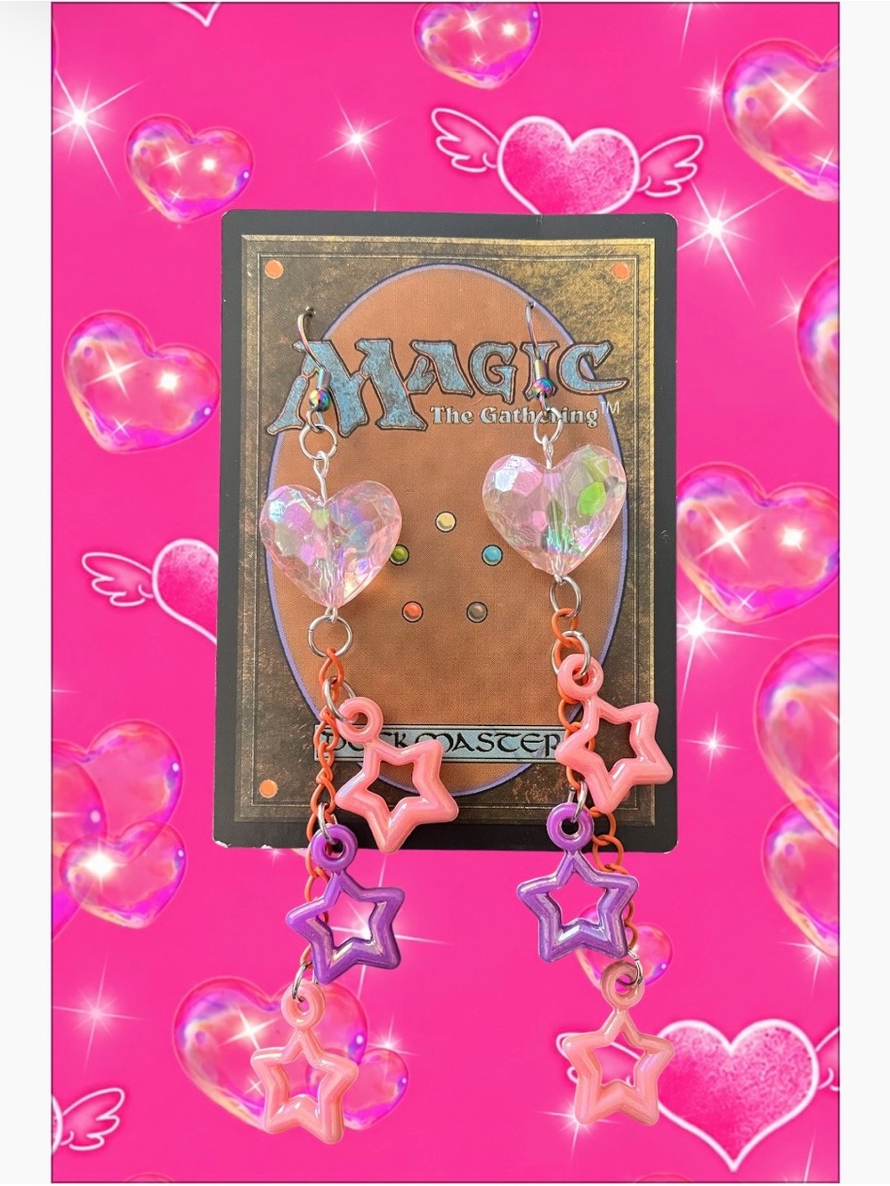 Handmade Pink & Purple Star Dangle Earrings - Kids Accessories